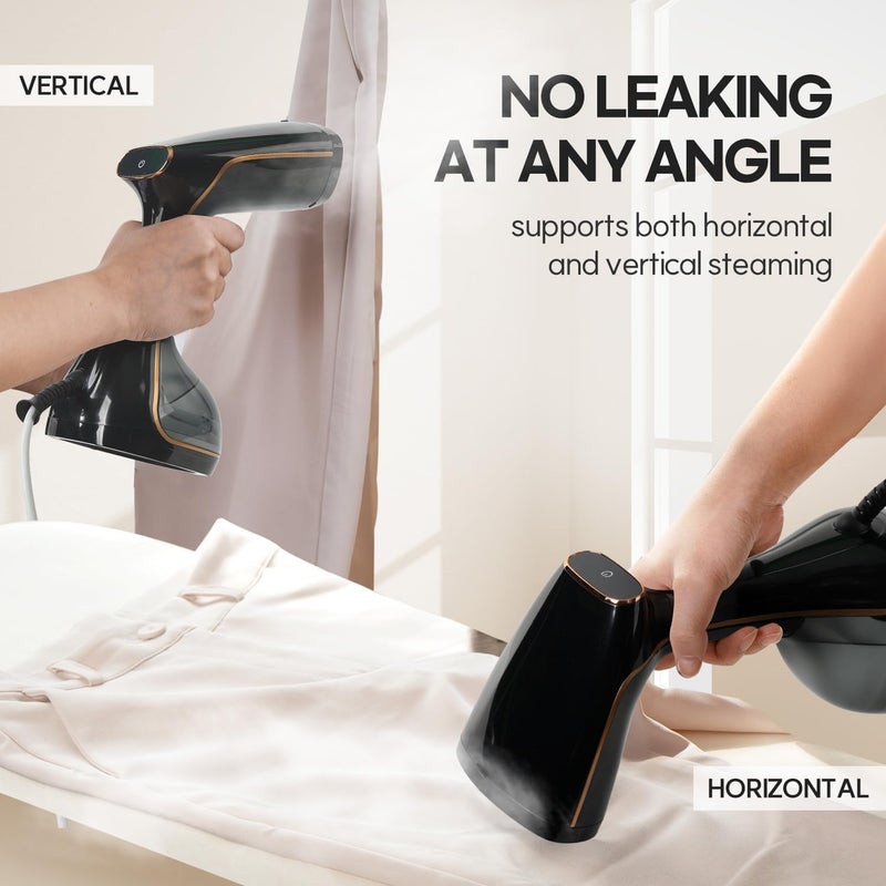 Hubdic HubiCare Handheld Garment Steamer for Clothes - 1500W TurboSteam, 3 Steam Levels, 320ml Big Capacity, Strong Penetrating Steam, 20s Fast Heat-up, Steam Iron Fabric Wrinkle Remover (Black) - Image 4